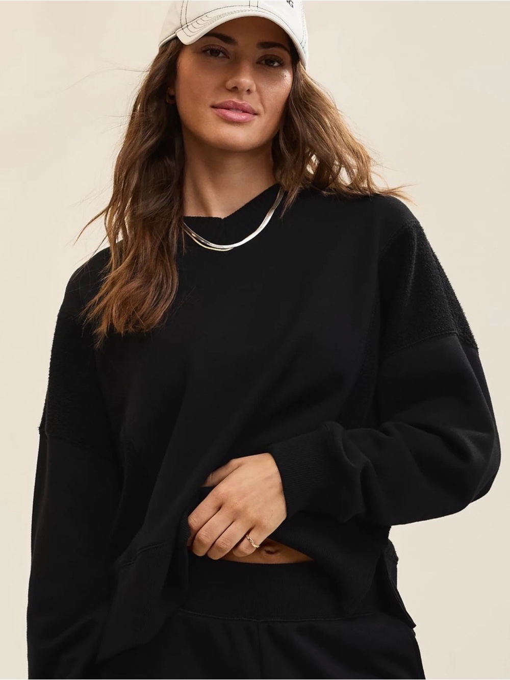 aerie Black Crewneck Pullover Sweater
